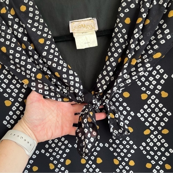 VINTAGE Algo 80’s Chiffon Drop Waist Blouson Midi Dress (XL/1X) - Picture 6 of 15